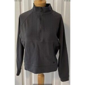 New Era Women’s 1/2 Zip Mock Neck Long Sleeve Mild Cropped Sweatshirt Gray Sz M
